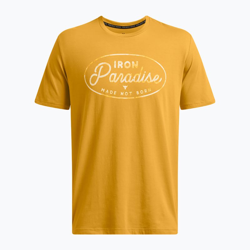 Мъжка тениска за тренировка Under Armour Project Rock Made Not Born golden yellow/steeltown gold