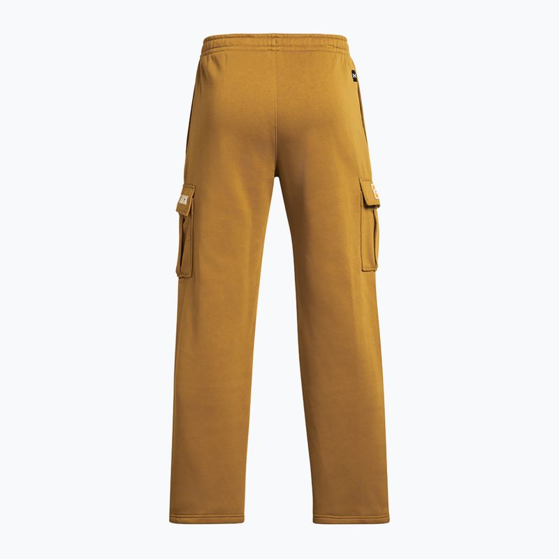 Мъжки тренировъчни панталони Under Armour Project Rock Icon Fleece в жълто охра/сивкаво кафяво 2