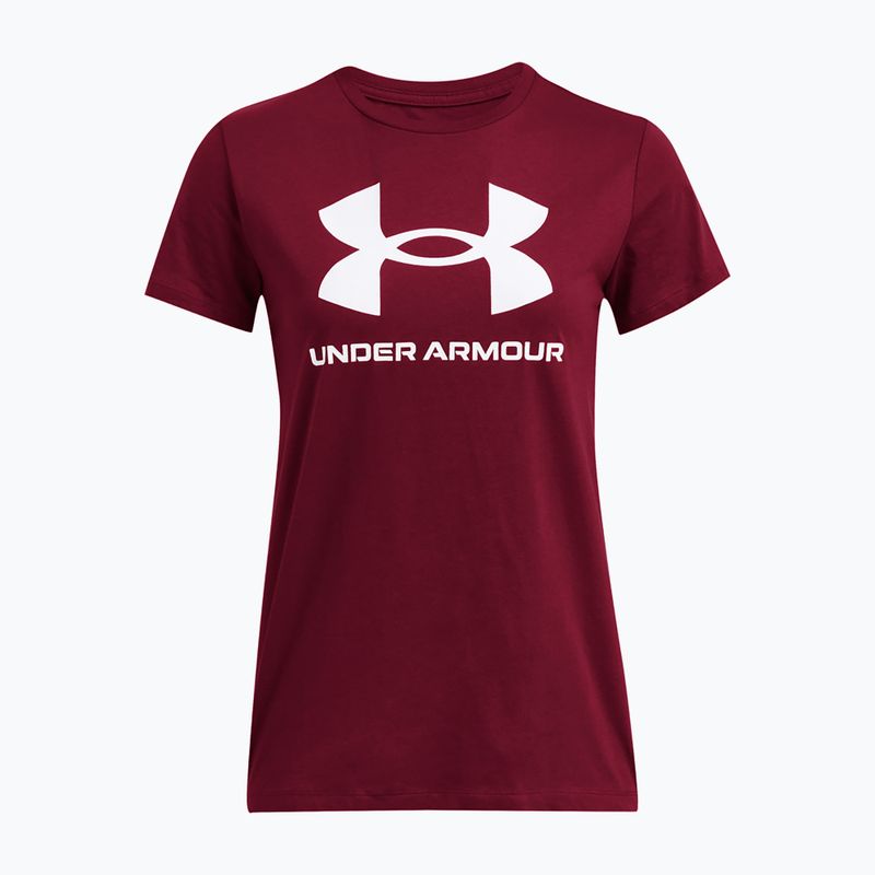 Дамска тениска Under Armour Rival Logo cardinal/ white 3