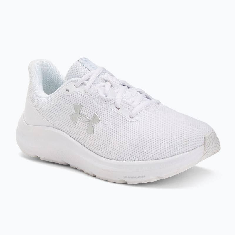 Дамски маратонки за бягане Under Armour Charged Pursuit 4 бели/бели/металически сребърни