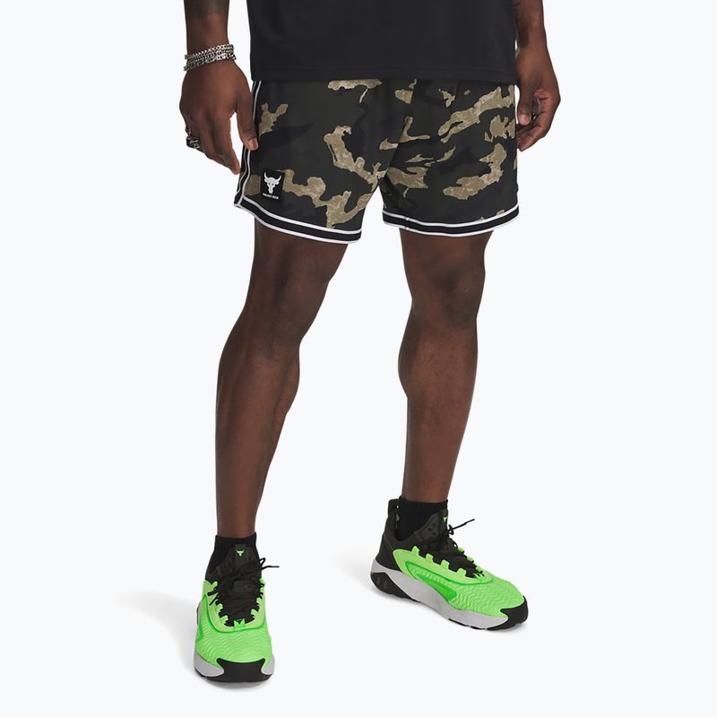 Мъжки къси панталони Under Armour Project Rock Mesh бароково зелено / бяло