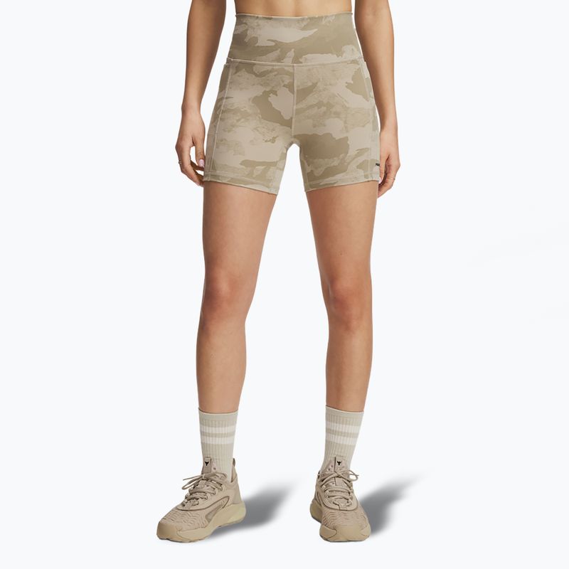 Къси панталони за тренировка за жени Under Armour Project Rock middy city khaki / black