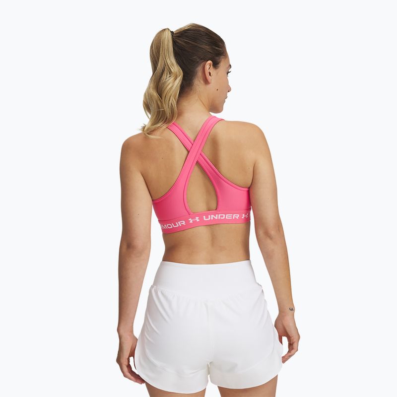 Спортен сутиен Under Armour Crossback Mid super pink/white 2
