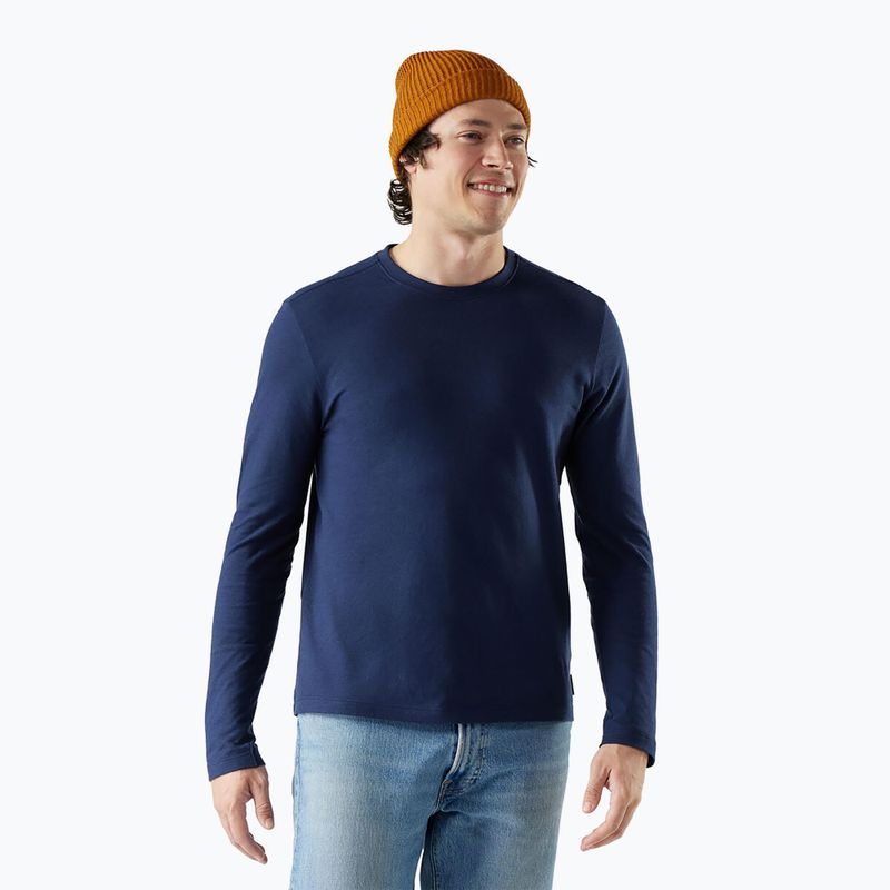 Мъжки лонгслив за трекинг Smartwool Perfect Crew deep navy