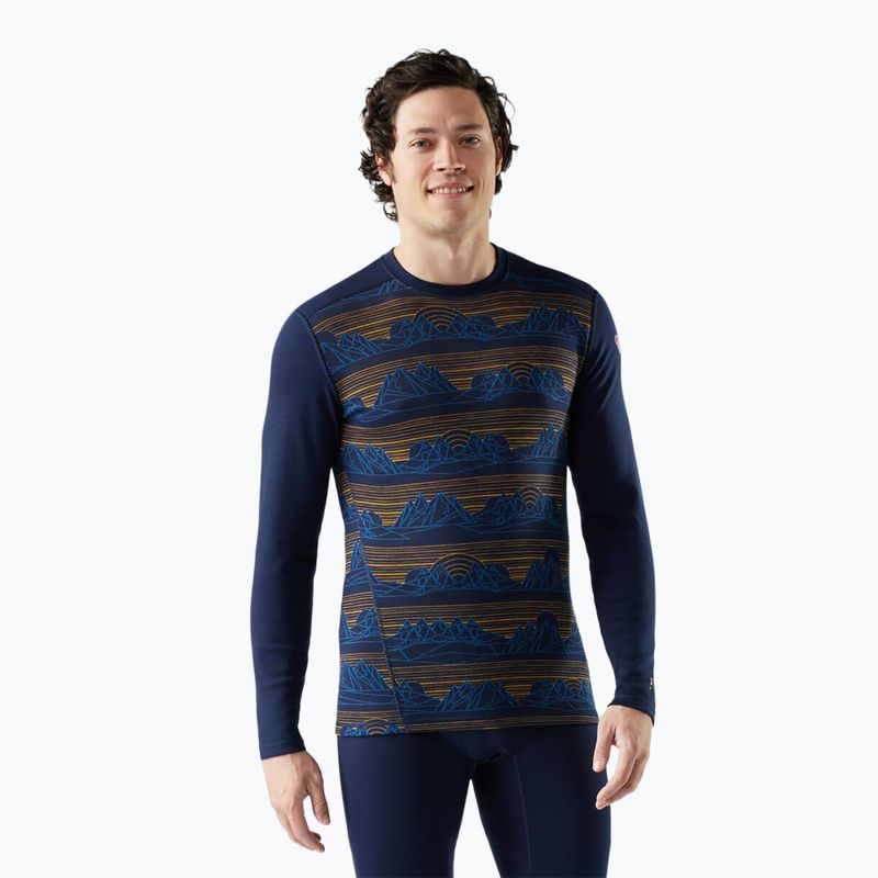 Дълъг ръкав термоактивен мъжки Smartwool Merino 250 Baselayer Crew Boxed deep navy geo peaks