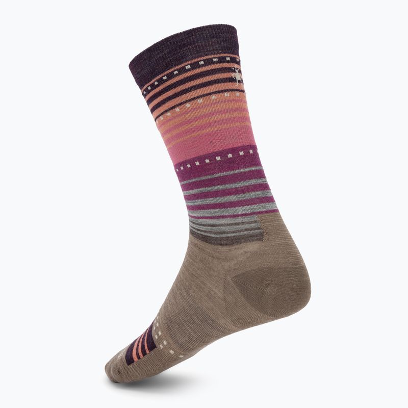 Дамски чорапи Smartwool Everyday Stitch Stripe Crew fossil/purple 2