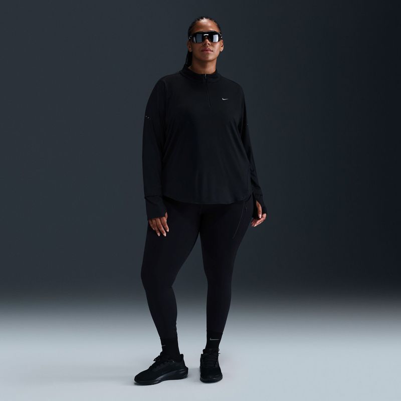 Дамска блуза с дълъг ръкав за бягане Nike Swift Dri-FIT UV 1/4-Zip Plus Size black 10