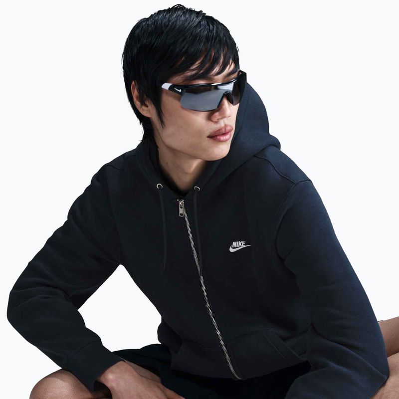 Мъжки суитшърт Nike Club Full Zip Hoodie obsidian/obsidian/white 4