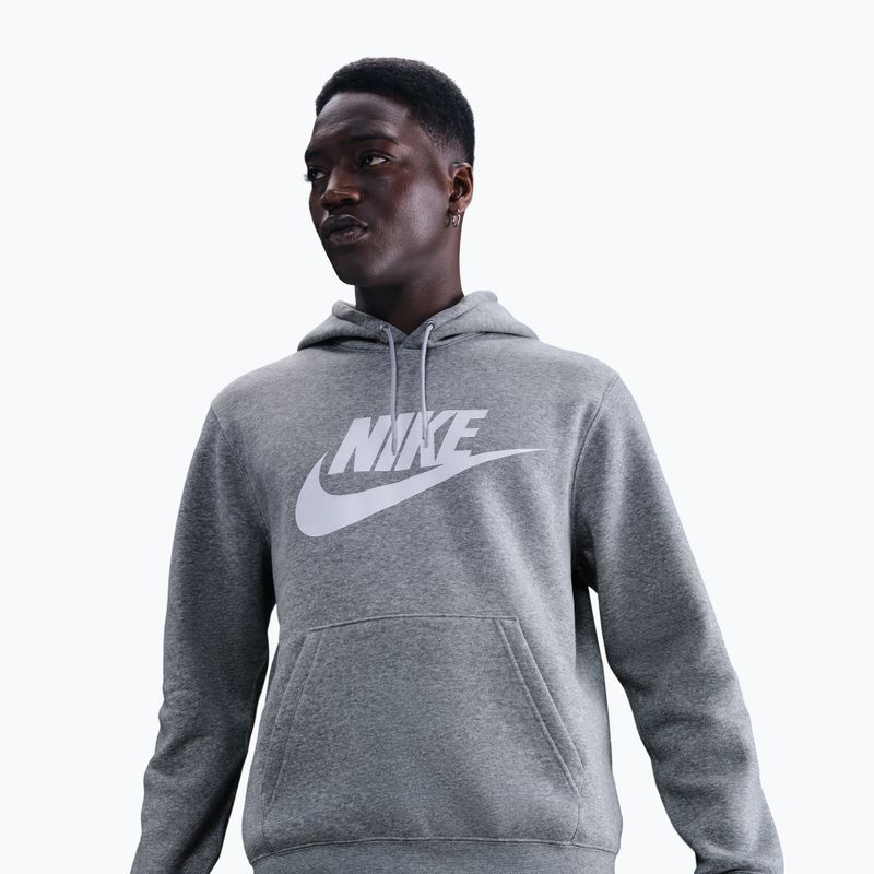 Мъжки суитшърт Nike Club Pullover Hoodie dark grey heather/light smoke grey/white 4