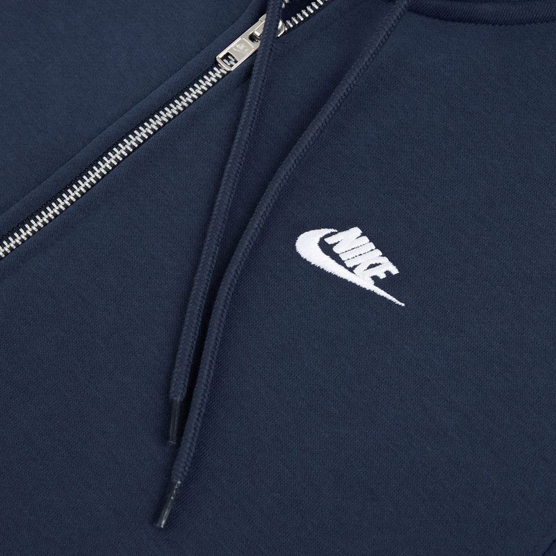 Мъжки суитшърт Nike Club Full Zip Hoodie obsidian/obsidian/white 8
