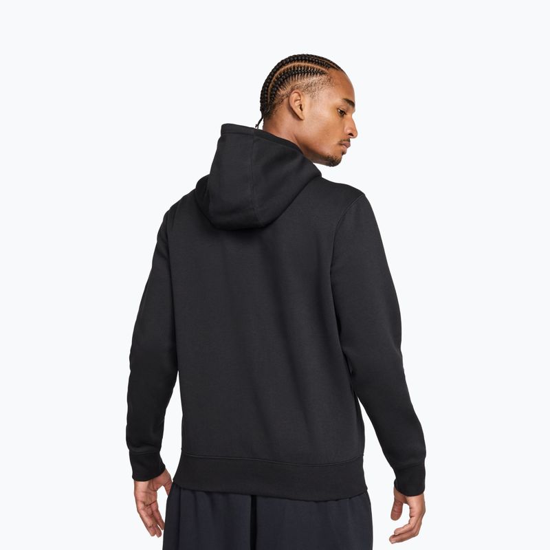 Мъжки суитшърт Nike Club Full Zip Hoodie black/black/white 3