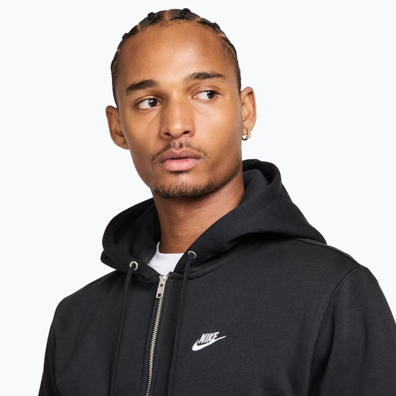 Мъжки суитшърт Nike Club Full Zip Hoodie black/black/white 4