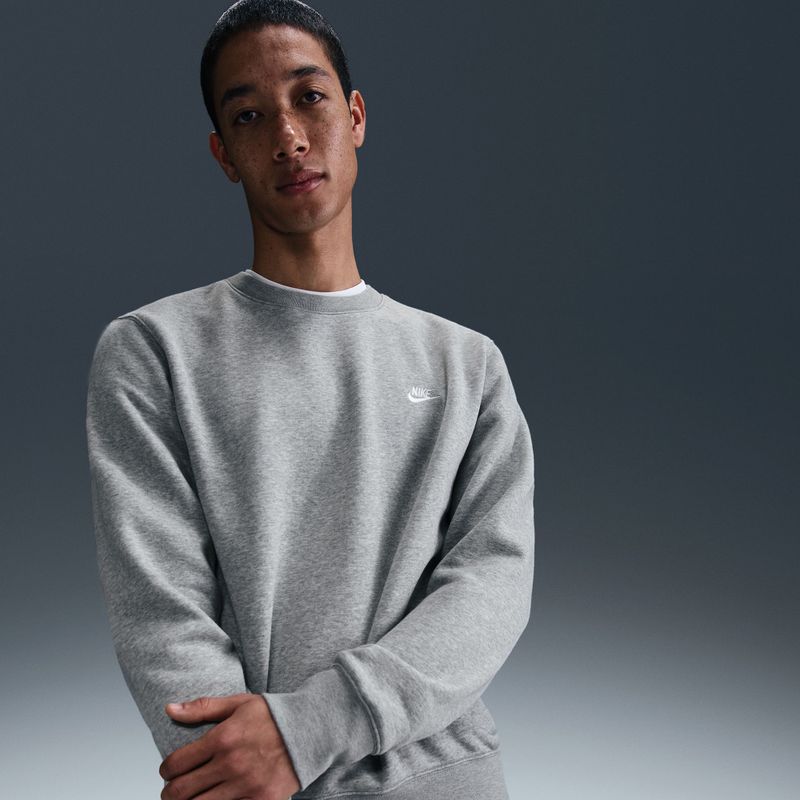 Мъжки суитшърт Nike Club Fleece Crew dark grey heather/white 7