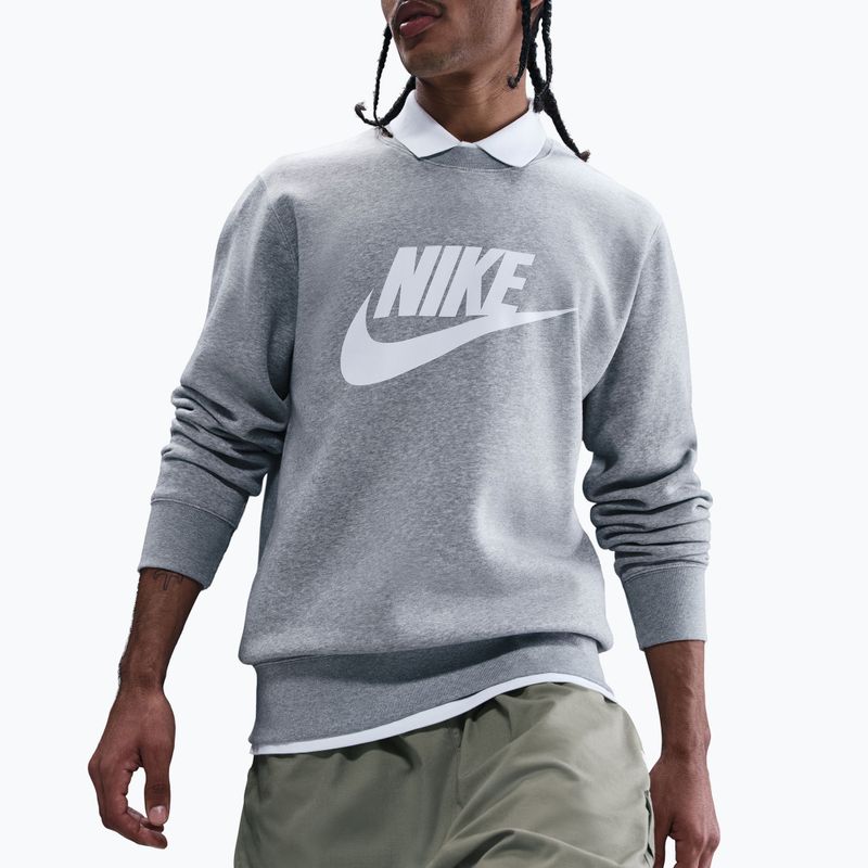 Мъжки суитшърт Nike Sportswear Club Graphic Fleece Crew dark grey heather/white 4