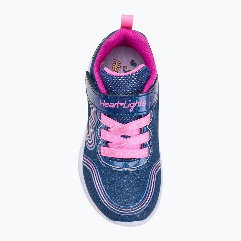 Детски обувки SKECHERS Heart Lights Retro Hearts navy leather/multi trim 5