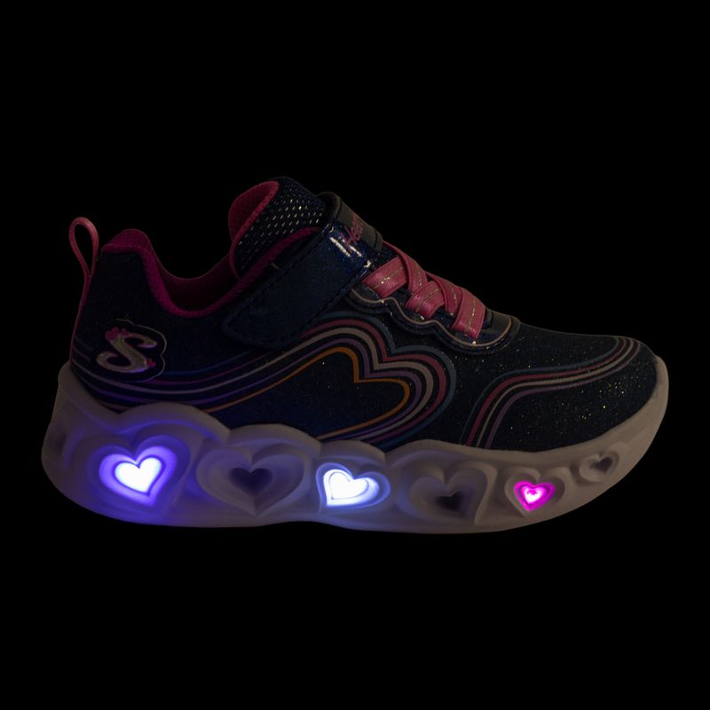 Детски обувки SKECHERS Heart Lights Retro Hearts navy leather/multi trim 8