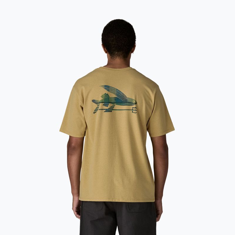 Мъжка тениска Patagonia Flying Fish Responsibili Tee limestone yellow/heritage fitz 3