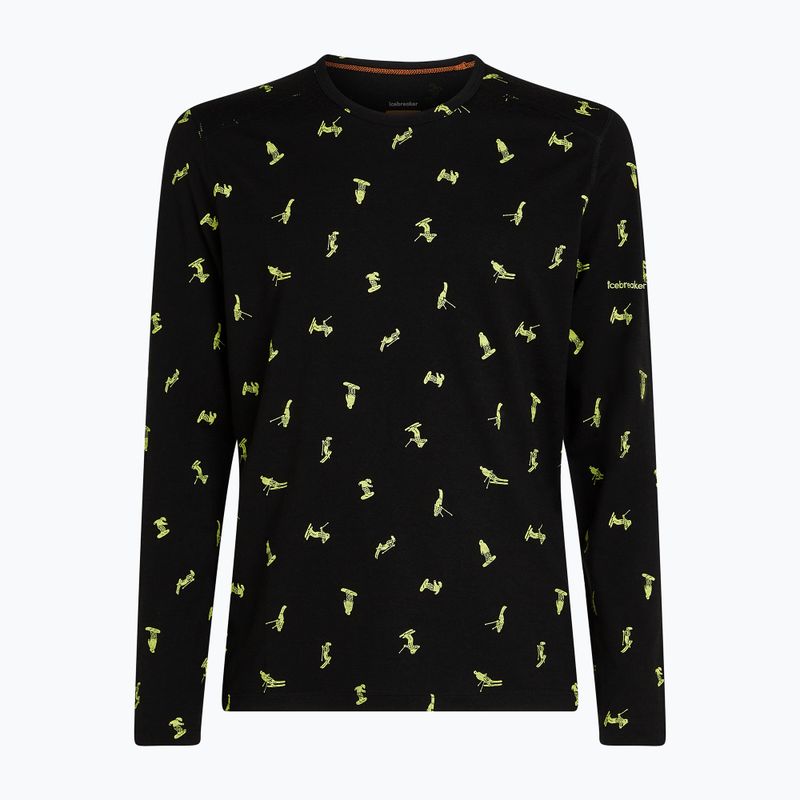 Мъжка термоактивна блуза с дълъг ръкав icebreaker Merino 200 Oasis Crewe Snow Day black/peridot/aop 8
