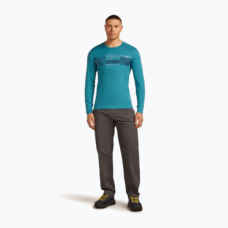 Мъжки Icebreaker Merino 200 Oasis Crewe Elevation Line топаз термален дълъг ръкав 2