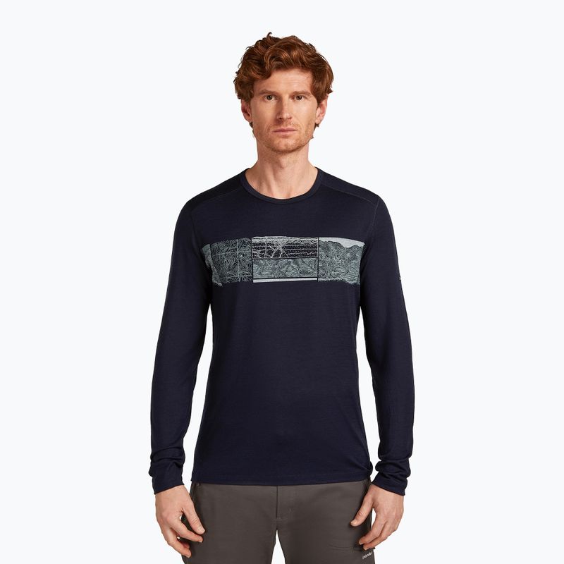 Мъжки термален дълъг ръкав Icebreaker Merino 200 Oasis Crewe Elevation Line midnight navy