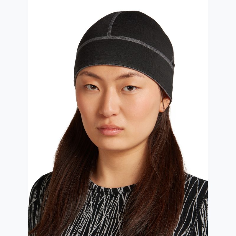 Зимна шапка icebreaker Merino 260 Waffle Reversible Beanie обсидиан/черно 4