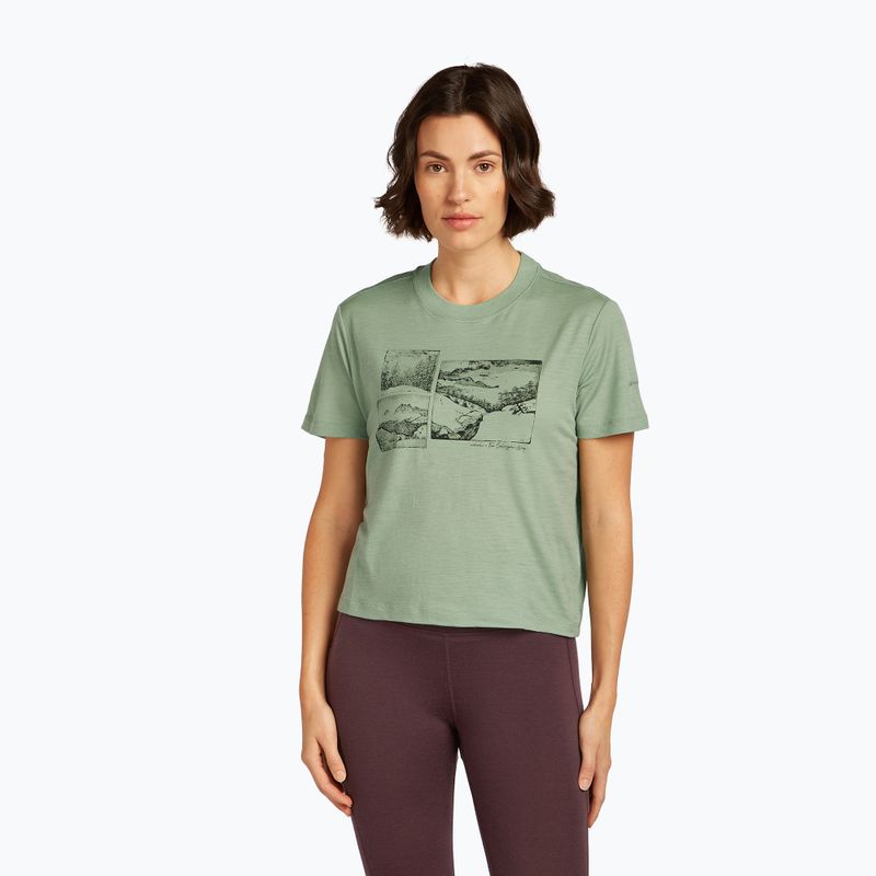 Дамска тениска icebreaker Merino 150 Tech Lite Crop The Climb seaglass