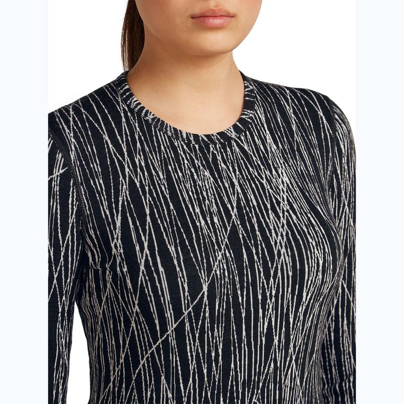 Дамска блуза с дълъг ръкав Icebreaker Merino 260 Tech Vertex Crewe Delta Lines AOP black/snow/j 5