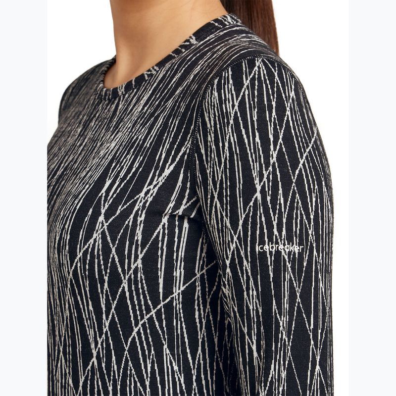 Дамска блуза с дълъг ръкав Icebreaker Merino 260 Tech Vertex Crewe Delta Lines AOP black/snow/j 6