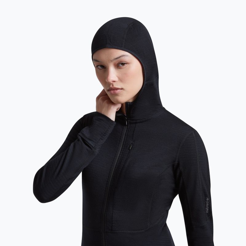 Дамски суитшърт за трекинг Icebreaker Merino 200 Realfleece Descender Half Zip Hoodie black 6