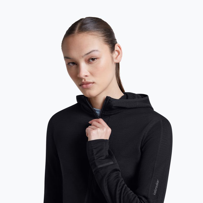 Дамски суитшърт за трекинг Icebreaker Merino 200 Realfleece Descender Half Zip Hoodie black 7