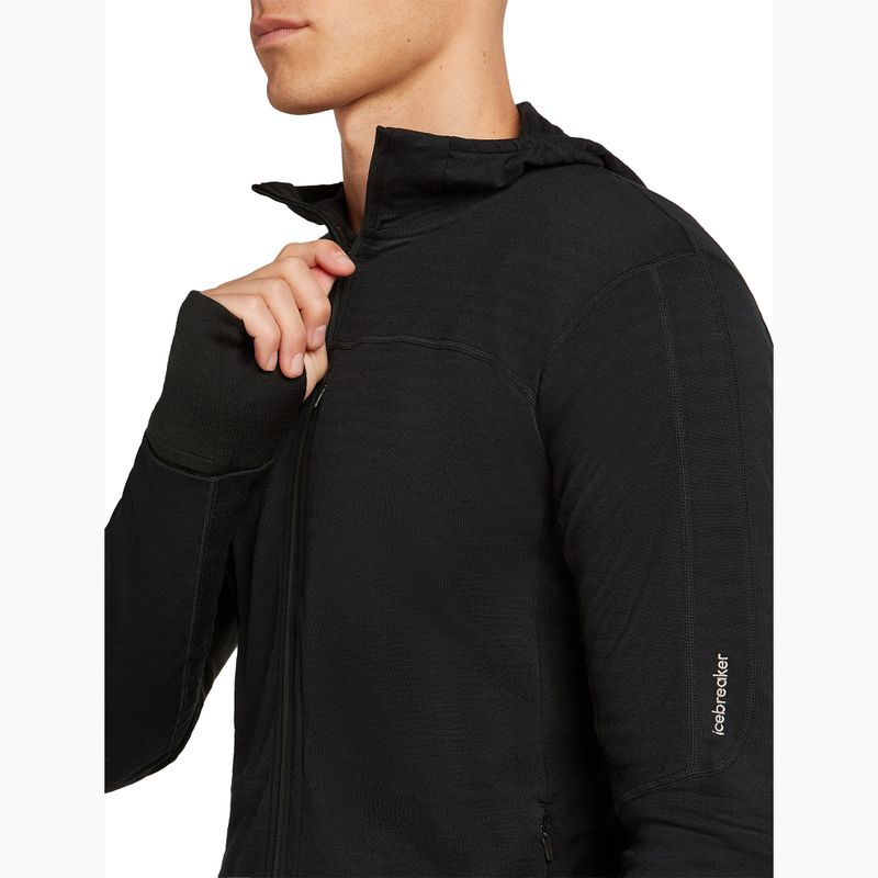Мъжки суитшърт за трекинг Icebreaker Merino 300 Realfleece Descender Zip Hoodie black 4
