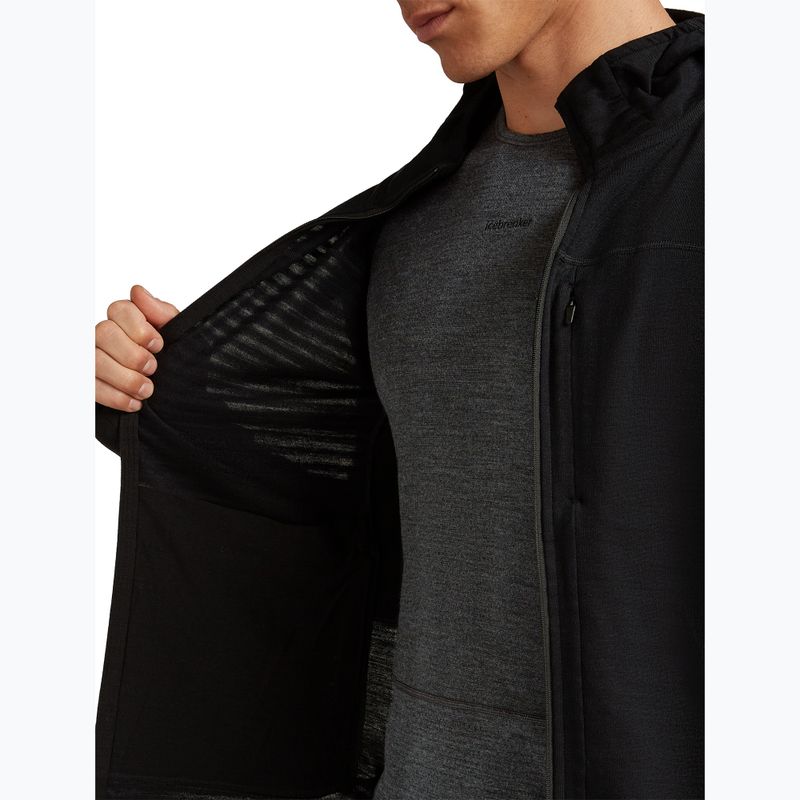 Мъжки суитшърт за трекинг Icebreaker Merino 300 Realfleece Descender Zip Hoodie black 7