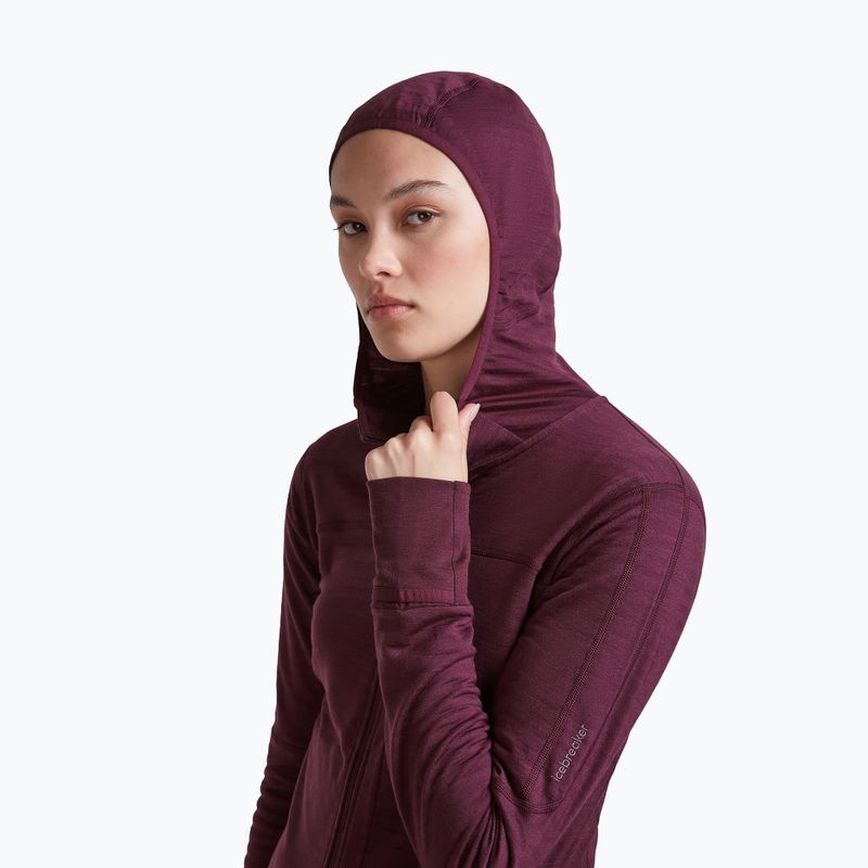 Дамски суитшърт за трекинг Icebreaker Merino 300 Realfleece Descender Zip Hoodie dark berry 5