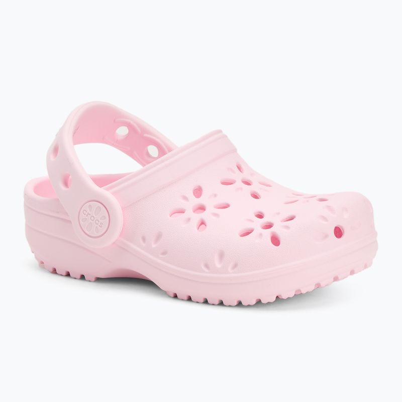 Crocs Classic Floral Cutout Clog Kids Toddler джапанки розово мляко 2