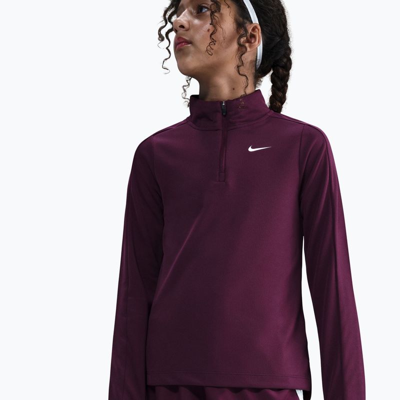 Детска блуза с дълъг ръкав за тренировка Nike Dri-Fit 1/4 Zip bordeaux/white 4