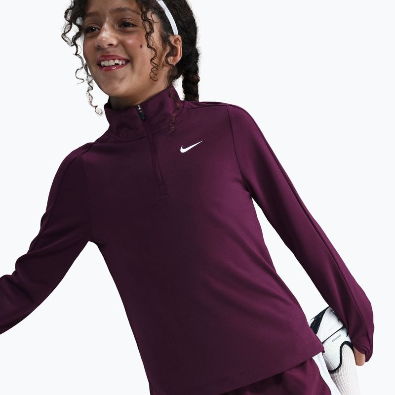 Детска блуза с дълъг ръкав за тренировка Nike Dri-Fit 1/4 Zip bordeaux/white 6