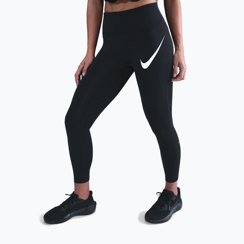 Дамски клин за бягане Nike Tempo Swoosh Run High-Waisted 7/8 black/white