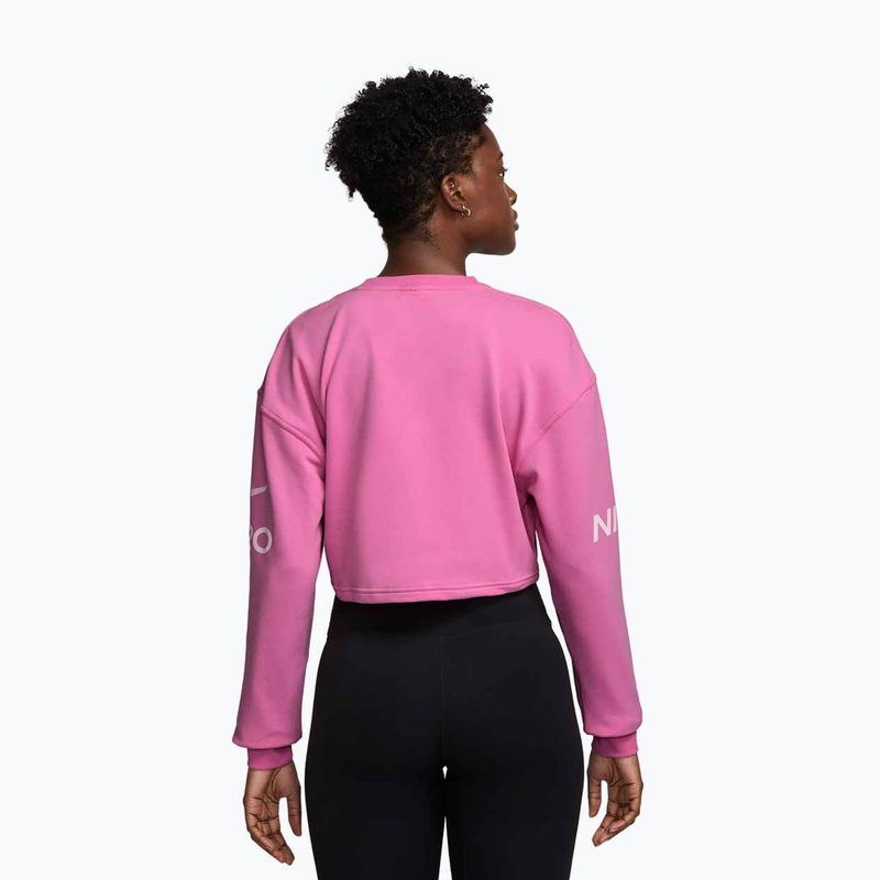 Дамски суитшърт за тренировка Nike Pro Dri-Fit Loose Crew-Neck playful pink/pink foam/white 2