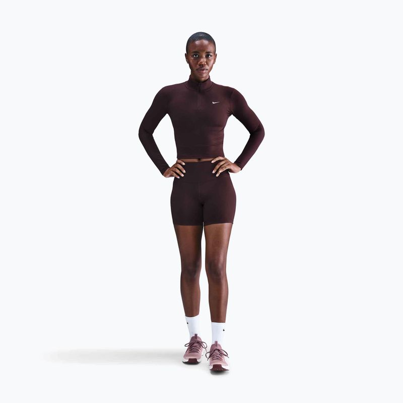 Дамска тениска Nike One Fitted Dri-Fit 1/4 Zip Mid Layer burgundy crush/white 2