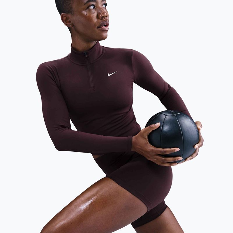 Дамска тениска Nike One Fitted Dri-Fit 1/4 Zip Mid Layer burgundy crush/white 5