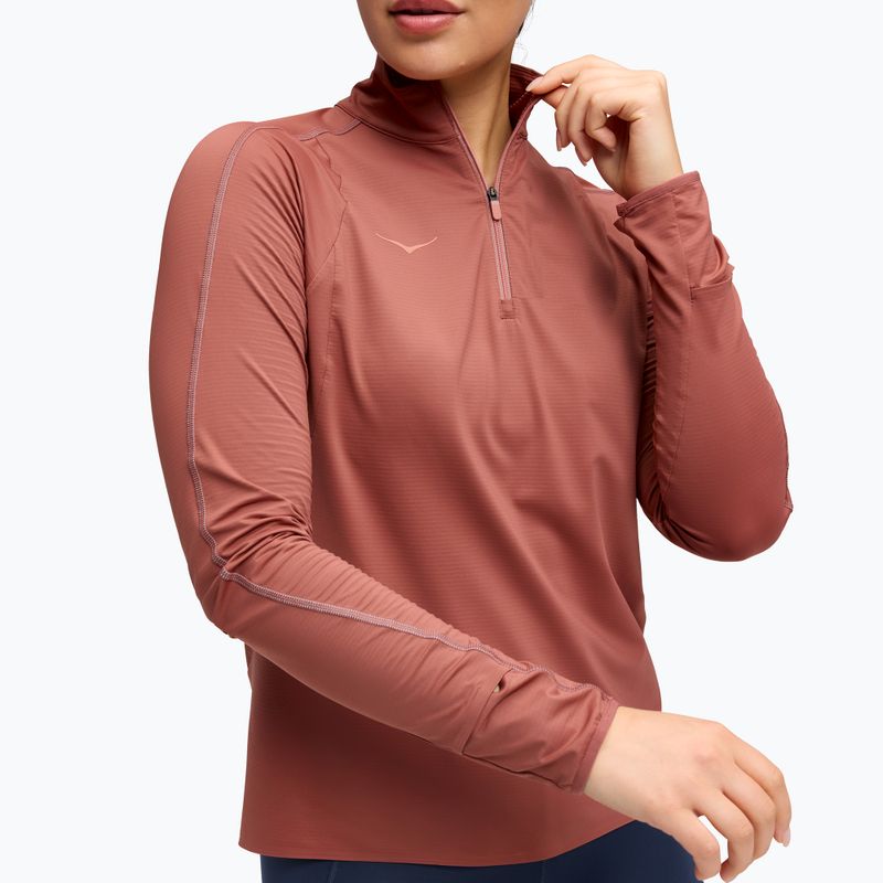 Дамски суитшърт за бягане HOKA GlideTech Quarter Zip rouge 4