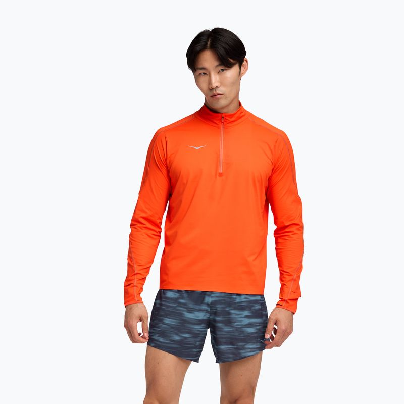 Мъжки суитшърт за бягане HOKA GlideTech Quarter Zip lava