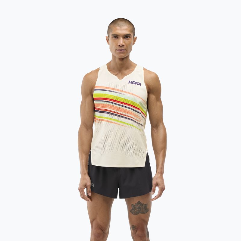 Мъжка тениска за бягане HOKA Race Day Singlet alabaster flare