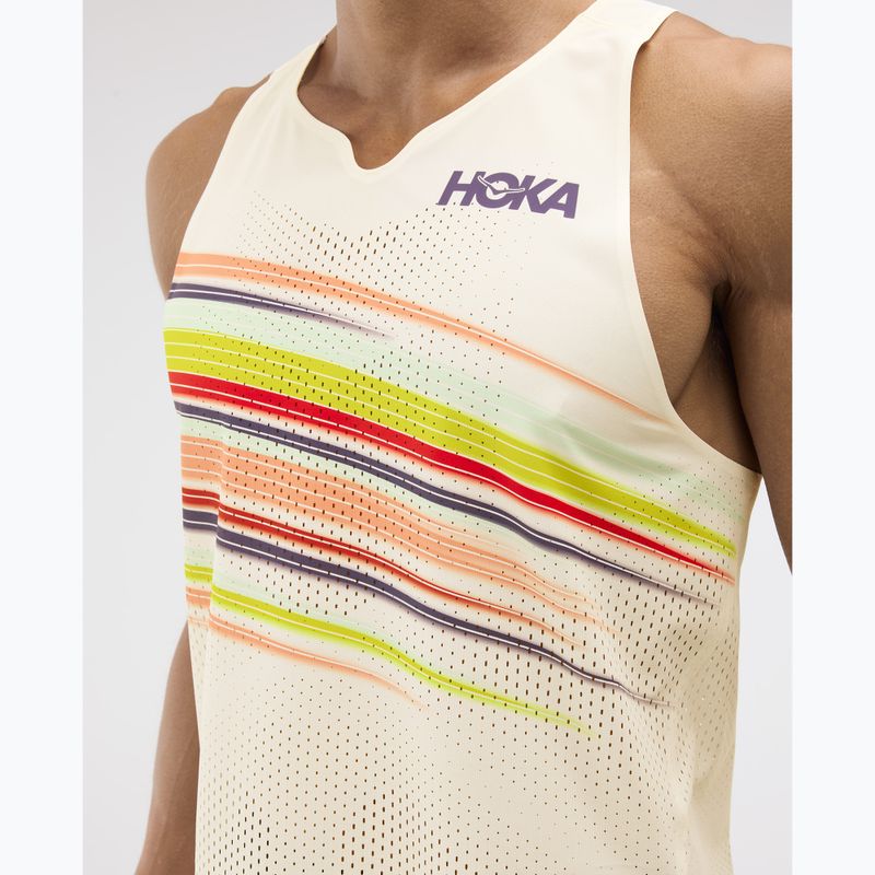 Мъжка тениска за бягане HOKA Race Day Singlet alabaster flare 6