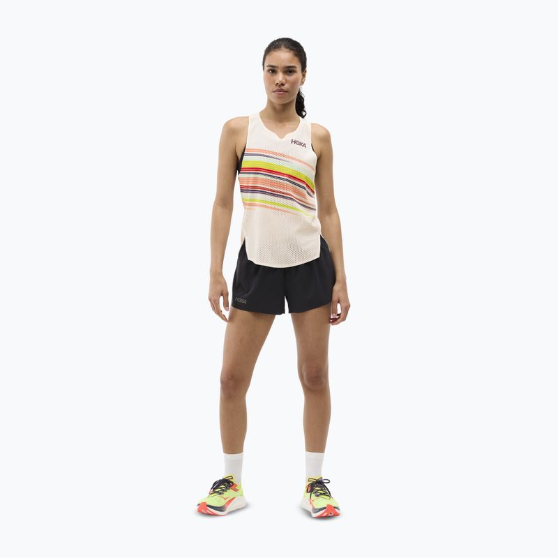 Дамска тениска за бягане HOKA Race Day Singlet alabaster flare 2