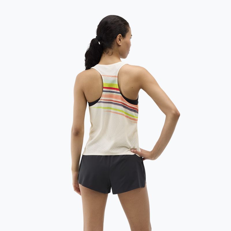 Дамска тениска за бягане HOKA Race Day Singlet alabaster flare 3