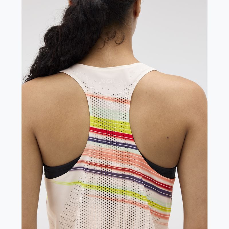 Дамска тениска за бягане HOKA Race Day Singlet alabaster flare 5