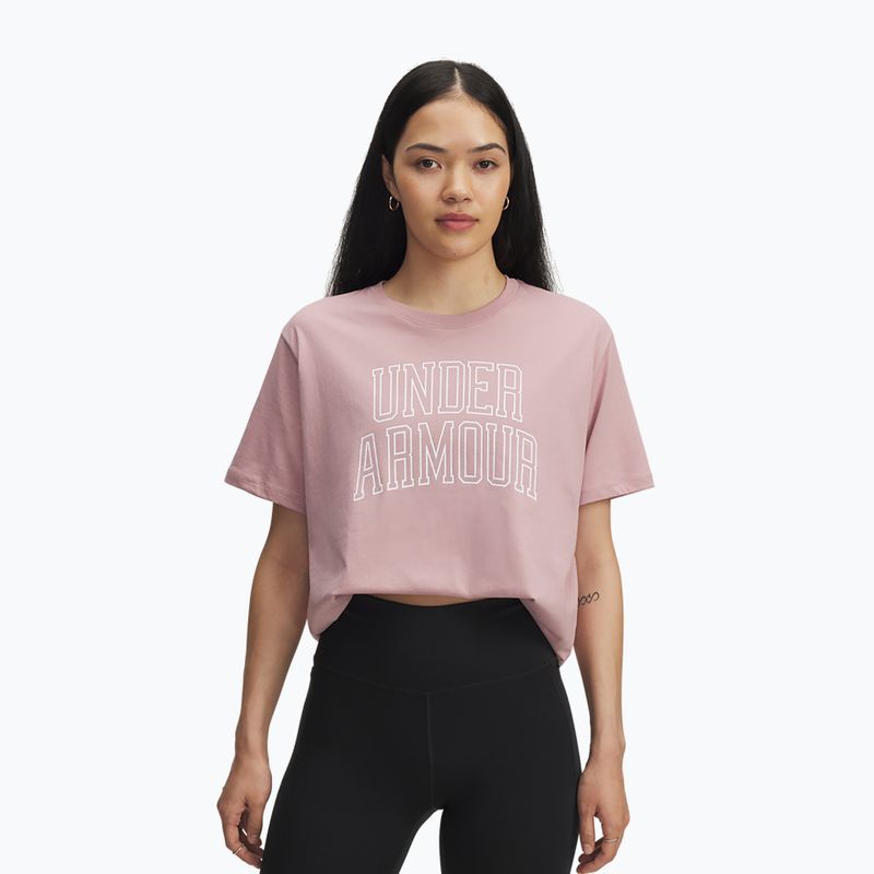 Дамска тениска за тренировка Under Armour Rival Campus tourmaline pink/white