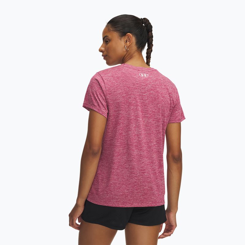 Дамска тренировъчна тениска Under Armour Tech Twist фуксия здрач/бяла 2