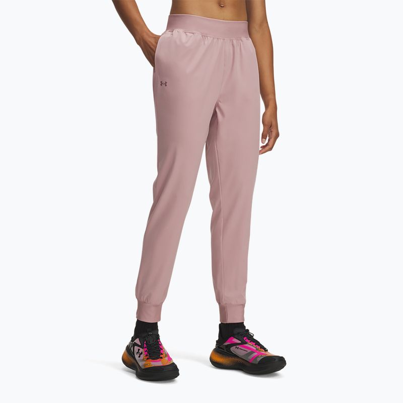 Дамски панталони за тренировка Under Armour Sport High Rise Woven turmaline pink/maroon mist